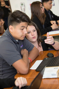 Teacher Julia Barraford-Temel and student Cristobal Cruz