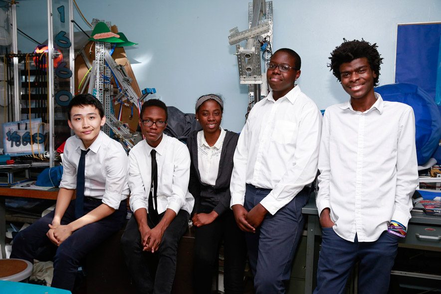 Students Erkhes Batjargal, Matthew Morris, Navine Thompson, Adonis Bodzwa, Jamesey Exime